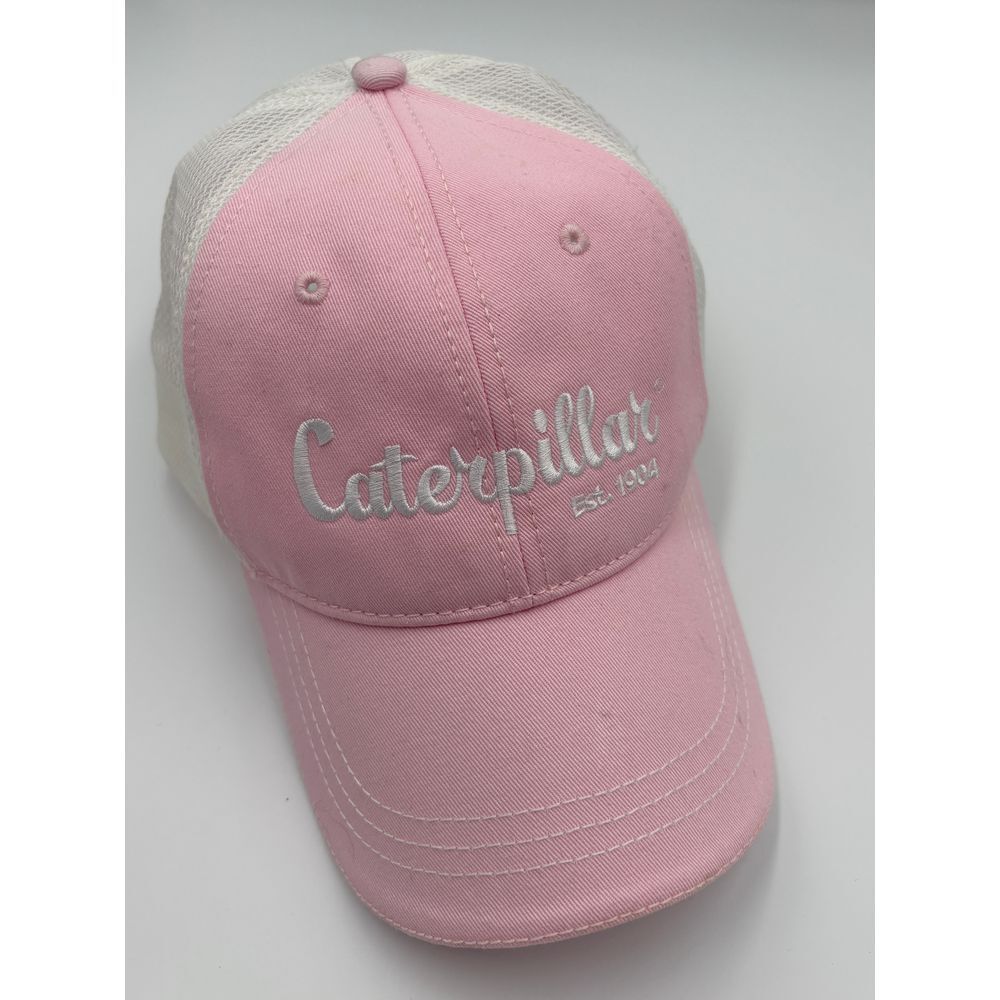 CAT Equipment Pink & White Mesh Trucker Hat‎ Baseball Cap Snapback Adjustable